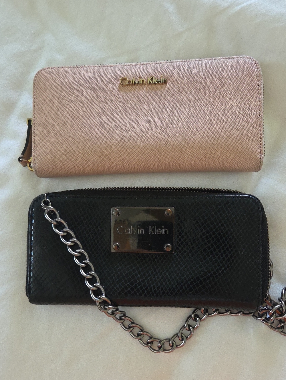 Calvin Klein Blush Pink and Black Zip Wallet Duo